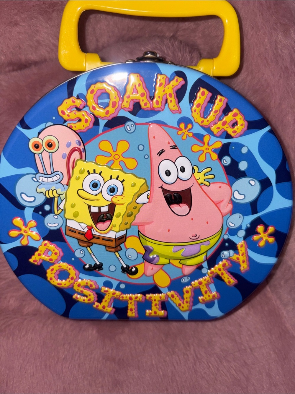 SpongeBob SquarePants 'Soak Up Positivity' Tin Carry Case with Yellow Handle